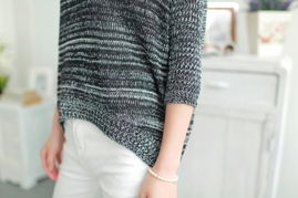 2014新款套頭針織衫花衫七分袖圓領(lǐng)針織衫韓版前短后長(zhǎng)針織上衣女